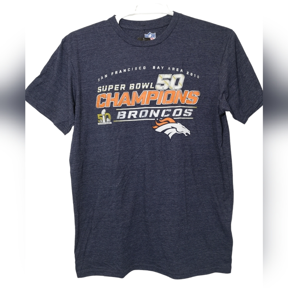 NFL Team Apparel  Broncos Champions Super Bowl 50  Men's T-Shirt  Navy  Size L